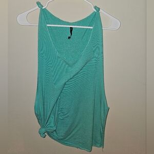 Love Culture Aqua Knotted Tank Top